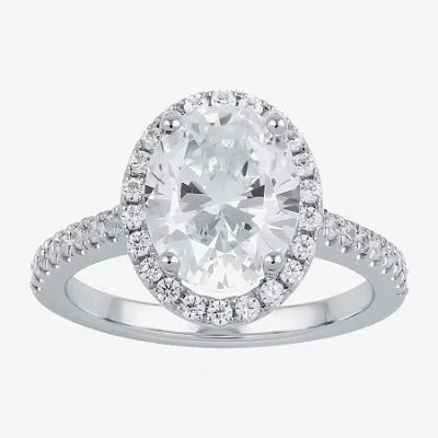 Modern Bride (g / I1) Womens 2 1/2 Ct. T.w. Lab Grown White Diamond 10k White Gold Oval Halo Engagement Ring