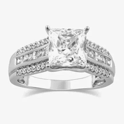 Modern Bride (g / I1) Womens 2 1/2 Ct. T.w. Lab Grown White Diamond 10k White Gold Side Stone Engagement Ring