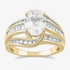 Modern Bride (g / I1) Womens 2 3/4 Ct. T.w. Lab Grown White Diamond 10k Gold Oval Side Stone Engagement Ring In Gold