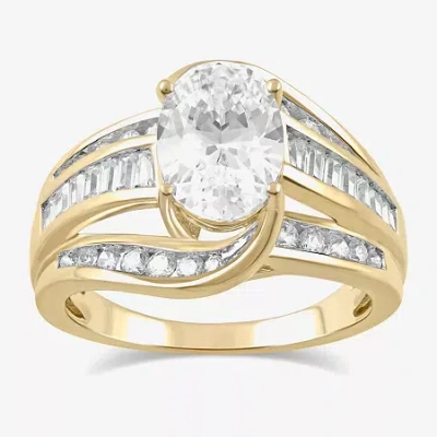 Modern Bride (g / I1) Womens 2 3/4 Ct. T.w. Lab Grown White Diamond 10k Gold Oval Side Stone Engagement Ring In Yellow