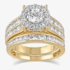 Modern Bride (g / I1) Womens 2 Ct. T.w. Lab Grown White Diamond 10k Gold Round Side Stone Engagement Ring In Gold