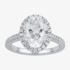 Modern Bride (g / I1) Womens 2 Ct. T.w. Lab Grown White Diamond 10k White Gold Oval Halo Engagement Ring In Silver