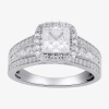Modern Bride (g / I1) Womens 2 Ct. T.w. Lab Grown White Diamond 10k White Gold Side Stone Halo Engagement Ring In Silver
