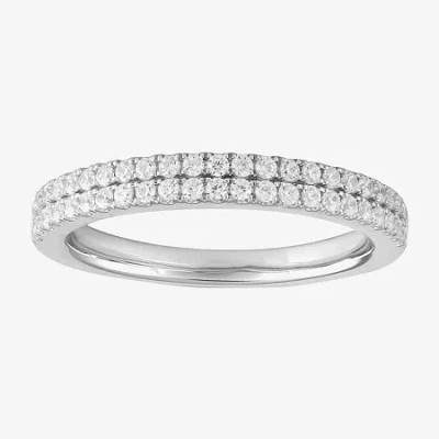 Modern Bride (g / I1) Womens 3/8 Ct. T.w. Lab Grown White Diamond 10k White Gold Anniversary Wedding Band In Metallic
