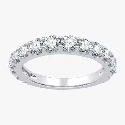 Modern Bride (g / Si1-si2) Womens 1 1/2 Ct. T.w. Lab Grown White Diamond 10k White Gold Wedding Band In Metallic