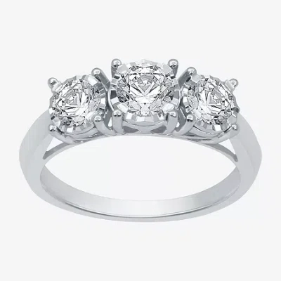 Modern Bride (g / Si1-si2) Womens 1 Ct. T.w. Lab Grown White Diamond 10k Gold Round 3-stone Engagement Ring