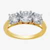 Modern Bride (g / Si1-si2) Womens 1 Ct. T.w. Lab Grown White Diamond 10k Gold Round 3-stone Engagement Ring In Yellow