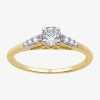 Modern Bride (g / Si1-si2) Womens 1/2 Ct. T.w. Lab Grown White Diamond 10k Gold Round Side Stone Engagement Ring In Yellow
