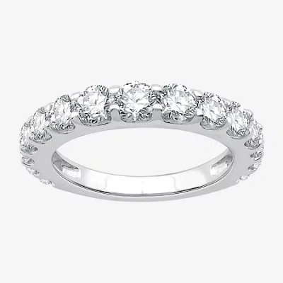 Modern Bride (g / Si1-si2) Womens 2 Ct. T.w. Lab Grown White Diamond 10k White Gold Wedding Band