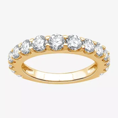 Modern Bride (g / Si1-si2) Womens 2 Ct. T.w. Lab Grown White Diamond 10k White Gold Wedding Band