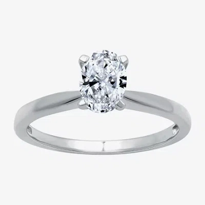 Modern Bride (g / Si1-si2) Womens 3/4 Ct. Lab Grown White Diamond 10k White Gold Oval Solitaire Engagement Ring