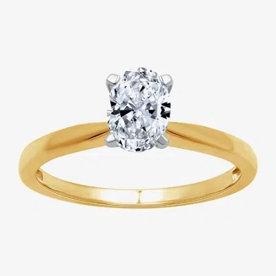 Modern Bride (g / Si1-si2) Womens 3/4 Ct. Lab Grown White Diamond 10k White Gold Oval Solitaire Engagement Ring In Yellow