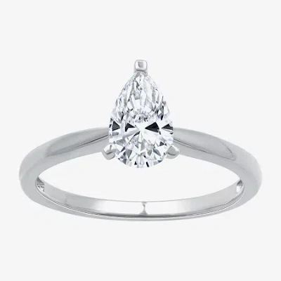 Modern Bride (g / Si1-si2) Womens 3/4 Ct. Lab Grown White Diamond 10k White Gold Pear Solitaire Engagement Ring In Metallic