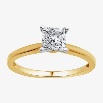 Modern Bride (g / Si1-si2) Womens 3/4 Ct. Lab Grown White Diamond 10k White Gold Solitaire Engagement Ring In Yellow