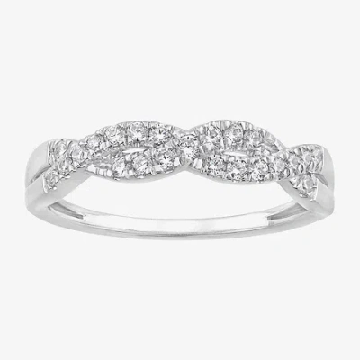 Modern Bride (g / Si2) Womens 1/4 Ct. T.w. Lab Grown White Diamond 10k White Gold Wedding Band In Silver