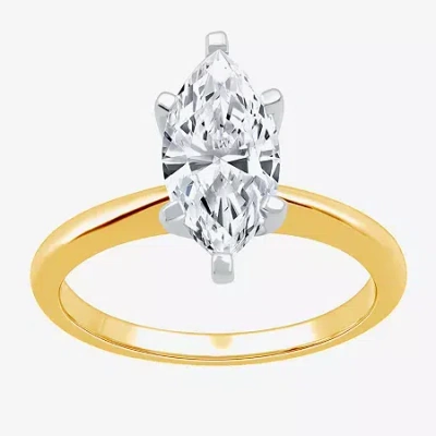 Modern Bride (g / Si2) Womens 2 Ct. Lab-grown White Diamond 14k Gold Marquise Solitaire Engagement Ring In Yellow