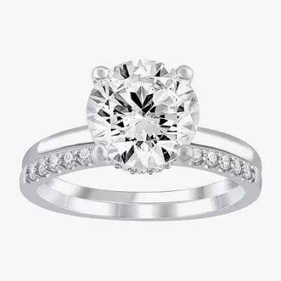 Modern Bride (g / Si2) Womens 3 1/3 Ct. T.w. Lab Grown White Diamond 14k White Gold Round Solitaire Bridal Set