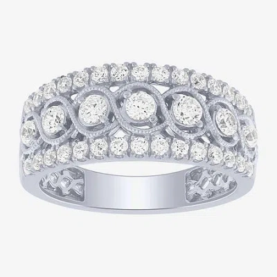 Modern Bride (g / Si2) Womens 9m 1 Ct. T.w. Lab Grown White Diamond 10k White Gold Anniversary Band