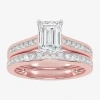 Modern Bride (g / Vs2-si1) Womens 1 1/2 Ct. T.w. Lab Grown White Diamond 10k Gold Side Stone Bridal Set In Pink