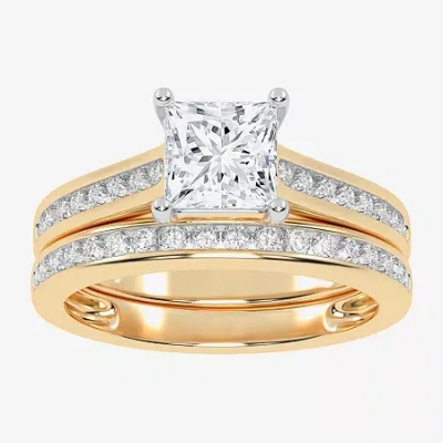 Modern Bride (g / Vs2-si1) Womens 1 1/2 Ct. T.w. Lab Grown White Diamond 10k Gold Side Stone Bridal Set