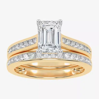 Modern Bride (g / Vs2-si1) Womens 1 1/2 Ct. T.w. Lab Grown White Diamond 10k Gold Side Stone Bridal Set