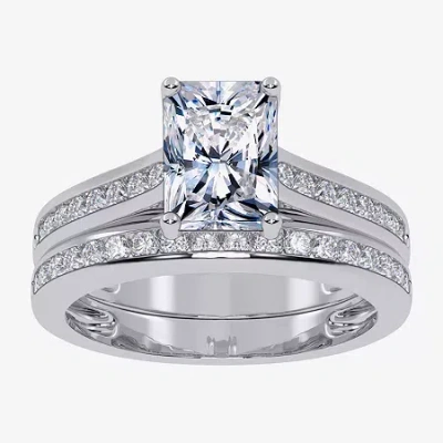 Modern Bride (g / Vs2-si1) Womens 1 1/2 Ct. T.w. Lab Grown White Diamond 10k White Gold Rectangular Side Stone Br
