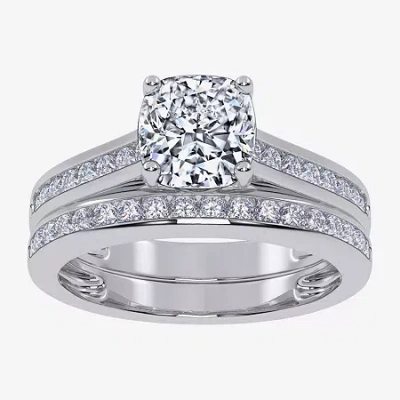 Modern Bride (g / Vs2-si1) Womens 1 1/2 Ct. T.w. Lab Grown White Diamond 10k White Gold Round Side Stone Bridal S
