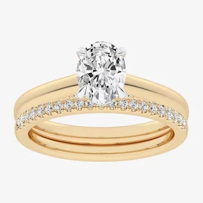 Modern Bride (g / Vs2-si1) Womens 1 1/4 Ct. T.w. Lab Grown White Diamond 14k White Gold Oval Solitaire Bridal Set