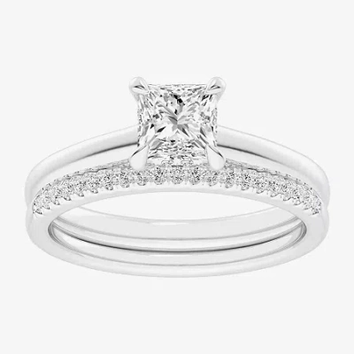 Modern Bride (g / Vs2-si1) Womens 1 1/4 Ct. T.w. Lab Grown White Diamond 14k White Gold Solitaire Bridal Set In Silver