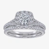 Modern Bride (g / Vs2-si1) Womens 1 Ct. T.w. Lab Grown White Diamond 10k White Gold Cushion Side Stone Halo Brida In White