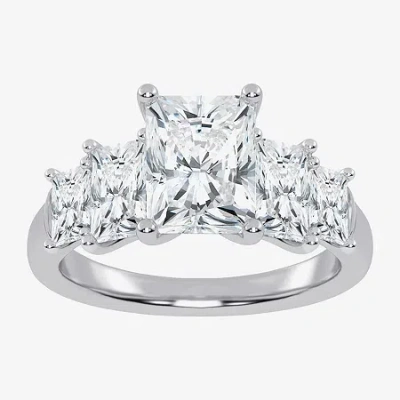 Modern Bride (g / Vs2-si1) Womens 3 1/2 Ct. T.w Lab Grown White Diamond 14k White Gold 5-stone Engagement Ring