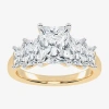 Modern Bride (g / Vs2-si1) Womens 3 1/2 Ct. T.w Lab Grown White Diamond 14k White Gold 5-stone Engagement Ring In Brown