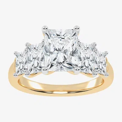 Modern Bride (g / Vs2-si1) Womens 3 1/2 Ct. T.w Lab Grown White Diamond 14k White Gold 5-stone Engagement Ring In Yellow