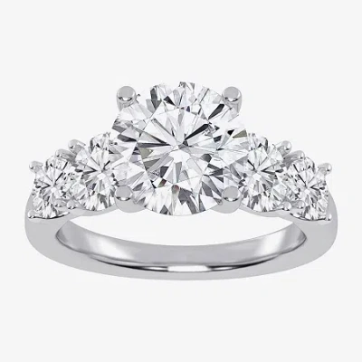 Modern Bride (g / Vs2-si1) Womens 3 1/2 Ct. T.w Lab Grown White Diamond 14k White Gold Round 5-stone Engagement R