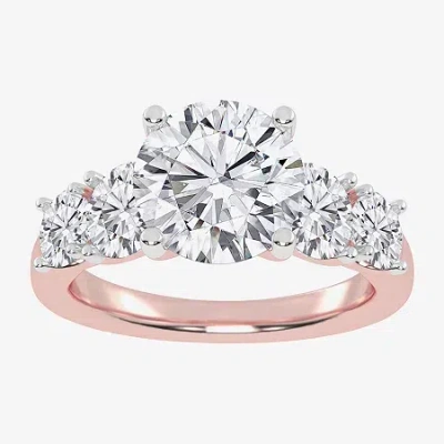 Modern Bride (g / Vs2-si1) Womens 3 1/2 Ct. T.w Lab Grown White Diamond 14k White Gold Round 5-stone Engagement R