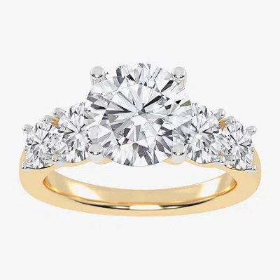Modern Bride (g / Vs2-si1) Womens 3 1/2 Ct. T.w Lab Grown White Diamond 14k White Gold Round 5-stone Engagement R