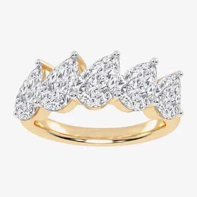 Modern Bride (g / Vs2-si2) Womens 2 1/2 Ct. T.w. Lab Grown White Diamond 14k Rose Gold 5-stone Anniversary Band