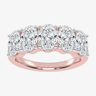 Modern Bride (g / Vs2-si2) Womens 2 1/2 Ct. T.w. Lab Grown White Diamond 14k White Gold 5-stone Anniversary Band In Pink