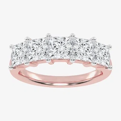 Modern Bride (g / Vs2-si2) Womens 2 1/2 Ct. T.w. Lab Grown White Diamond 14k White Gold 5-stone Anniversary Band In Pink