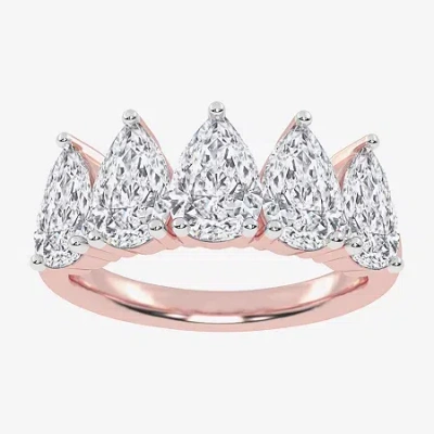 Modern Bride (g / Vs2-si2) Womens 2 1/2 Ct. T.w. Lab Grown White Diamond 14k White Gold 5-stone Anniversary Band In Pink