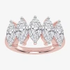 Modern Bride (g / Vs2-si2) Womens 2 1/2 Ct. T.w. Lab Grown White Diamond 14k White Gold 5-stone Anniversary Band In Pink