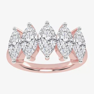 Modern Bride (g / Vs2-si2) Womens 2 1/2 Ct. T.w. Lab Grown White Diamond 14k White Gold 5-stone Anniversary Band In Pink