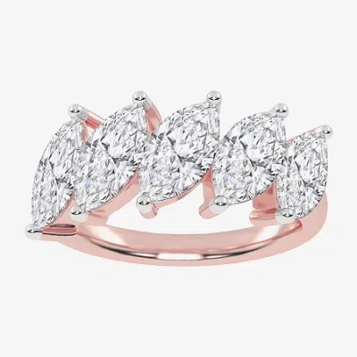 Modern Bride (g / Vs2-si2) Womens 2 1/2 Ct. T.w. Lab Grown White Diamond 14k White Gold 5-stone Anniversary Band In Pink