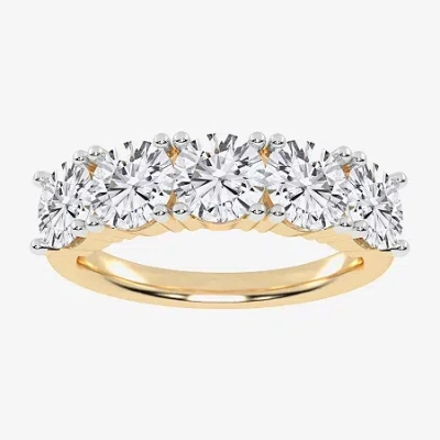 Modern Bride (g / Vs2-si2) Womens 2 1/2 Ct. T.w. Lab Grown White Diamond 14k White Gold 5-stone Anniversary Band In Yellow