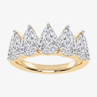 Modern Bride (g / Vs2-si2) Womens 2 1/2 Ct. T.w. Lab Grown White Diamond 14k White Gold 5-stone Anniversary Band In Yellow