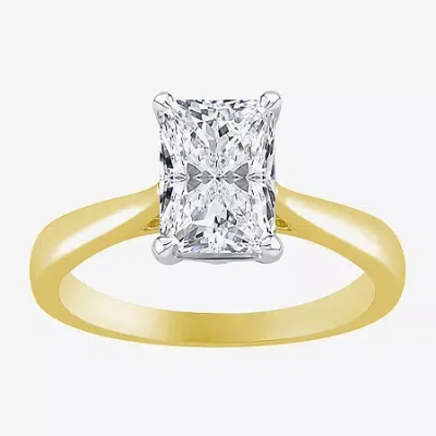 Modern Bride (g / Vs2) Womens 2 Ct. Lab-grown White Diamond 14k Gold Radiant-cut Solitaire Engagement Ring In Yellow