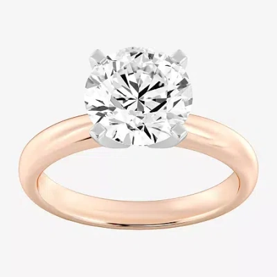 Modern Bride (g / Vs2) Womens 3 Ct. Lab Grown White Diamond 14k Rose Gold Round Solitaire Engagement Ring In Pink