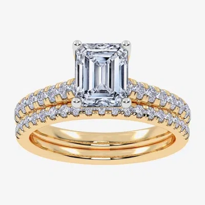 Modern Bride (g / Vs2-si1) Womens 2 1/2 Ct. T.w. Lab Grown White Diamond 10k Gold Side Stone Bridal Set In Yellow