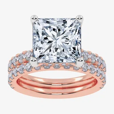Modern Bride (g / Vs2-si1) Womens 6 Ct. T.w. Lab Grown White Diamond 14k Gold Side Stone Bridal Set In Pink