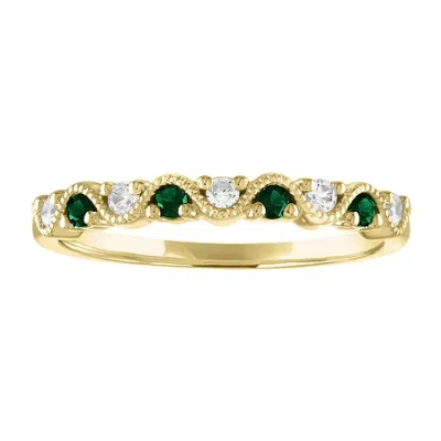 Modern Bride Gemstone 2.5mm 1/10 Ct. T.w. Gemstone 10k White Gold Wedding Band